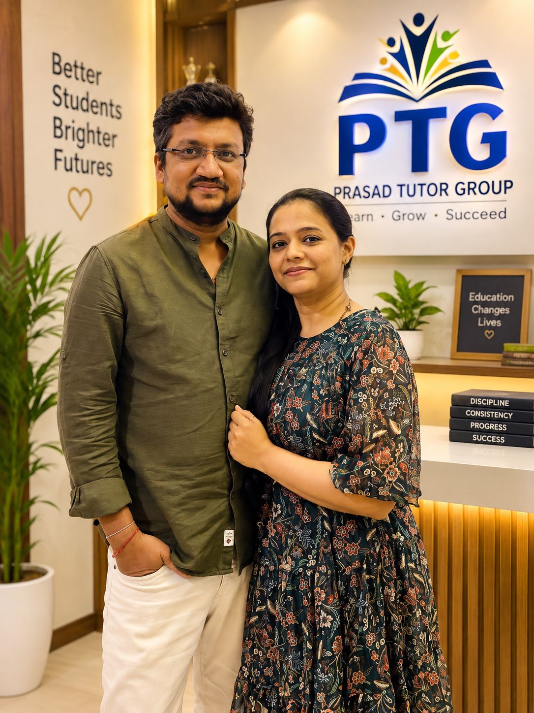 Krunal and Pooja, founders of Prasad Tutor Group (PTG), Khar East, Mumbai